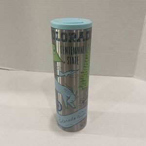 Starbucks Been There Series Silver and Blue Colorado Stainless Steel Tumbler